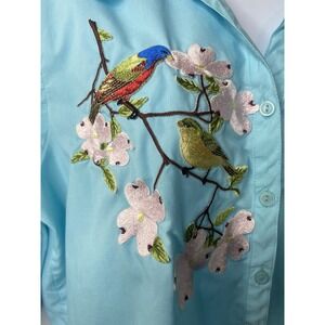 Tia Designs Womens Vintage Shirt Size Large Embroidered Cottagecore Spring Birds